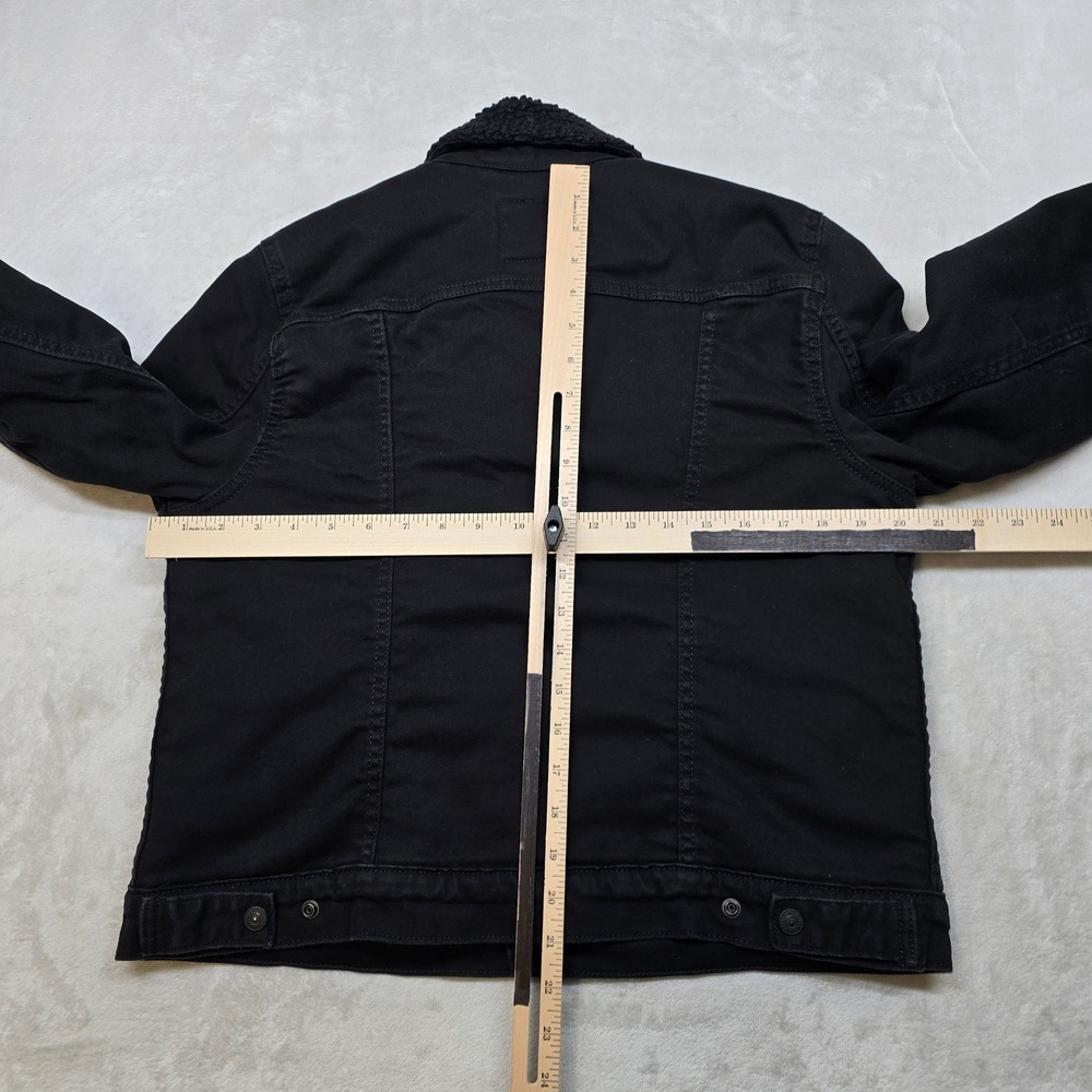 Levi Denim Sherpa Trucker‎ Jacket Women Large Black Jeans - Picture 12 of 15